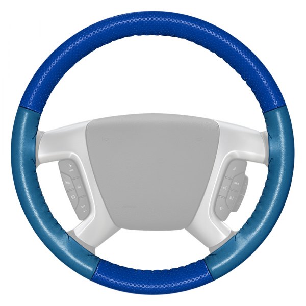 Wheelskins® - EuroPerf Perforated Cobalt Steering Wheel Cover with Sea Blue Sides Color
