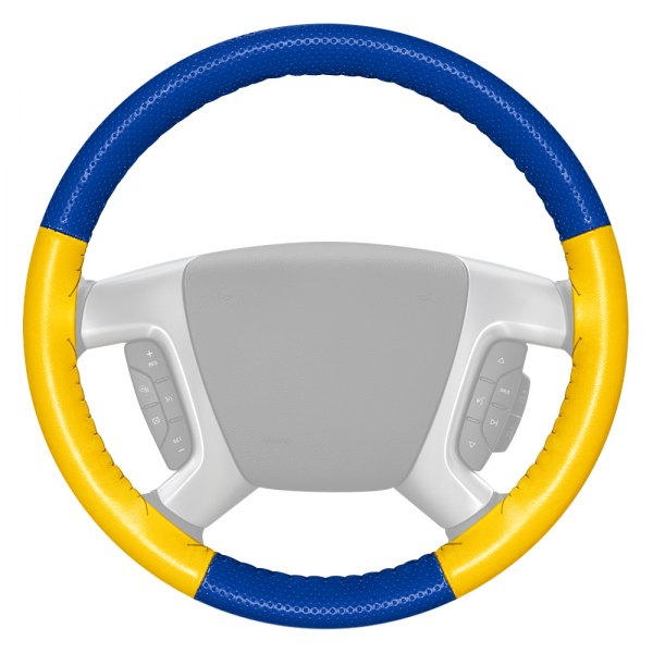 Wheelskins® - EuroPerf Perforated Cobalt Steering Wheel Cover with Yellow Sides Color