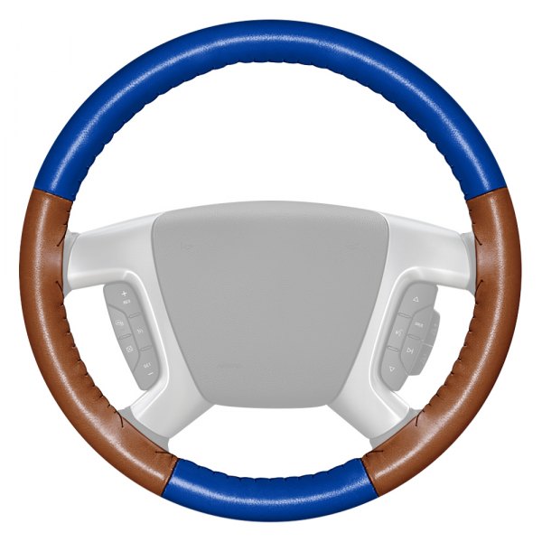 Wheelskins® - EuroTone Two-Color Cobalt Steering Wheel Cover with Tan Sides Color