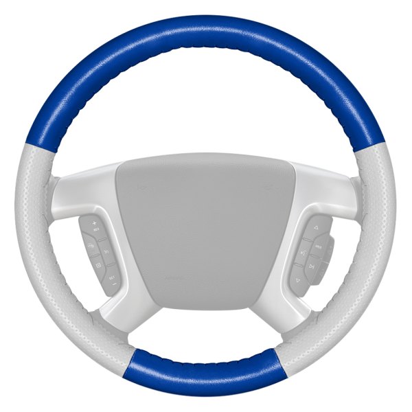 Wheelskins® - EuroPerf Perforated Cobalt Steering Wheel Cover with White Sides Color