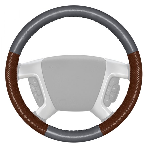 Wheelskins® - EuroPerf Perforated Gray Steering Wheel Cover with Brown Sides Color
