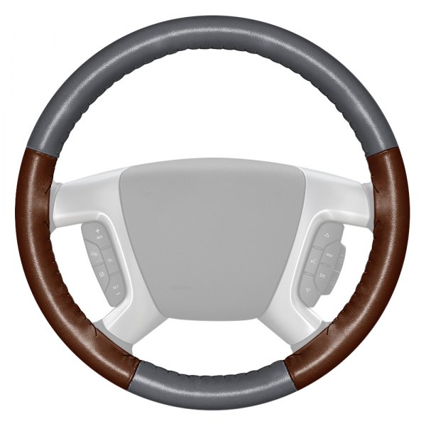Wheelskins® - EuroTone Two-Color Gray Steering Wheel Cover with Brown Sides Color