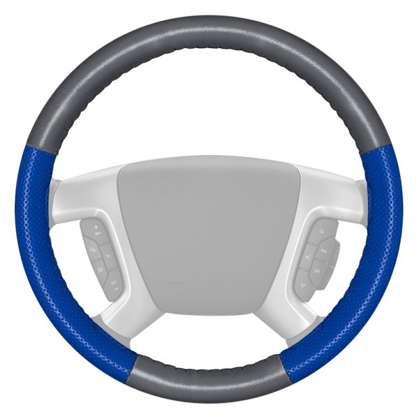 Wheelskins® - EuroPerf Perforated Gray Steering Wheel Cover with Cobalt Sides Color