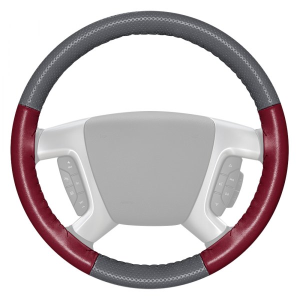 Wheelskins® - EuroPerf Perforated Gray Steering Wheel Cover with Burgundy Sides Color