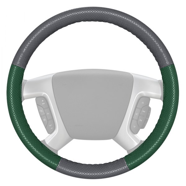 Wheelskins® - EuroPerf Perforated Gray Steering Wheel Cover with Green Sides Color