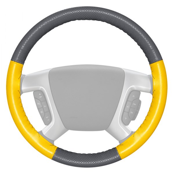 Wheelskins® - EuroPerf Perforated Gray Steering Wheel Cover with Yellow Sides Color