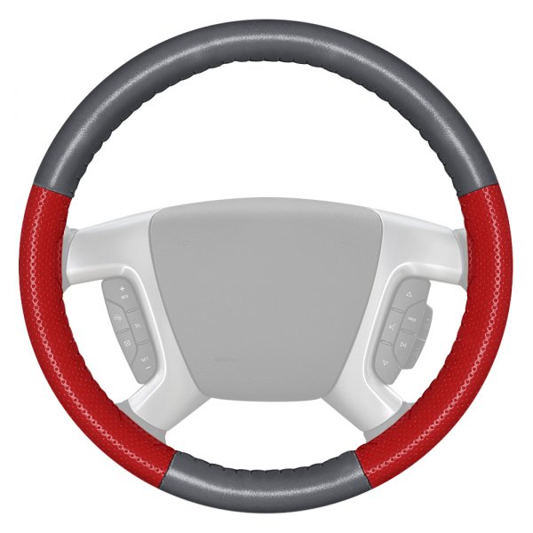Wheelskins® - EuroPerf Perforated Gray Steering Wheel Cover with Red Sides Color