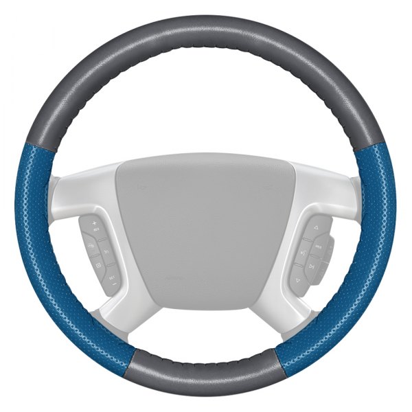 Wheelskins® - EuroPerf Perforated Gray Steering Wheel Cover with Sea Blue Sides Color
