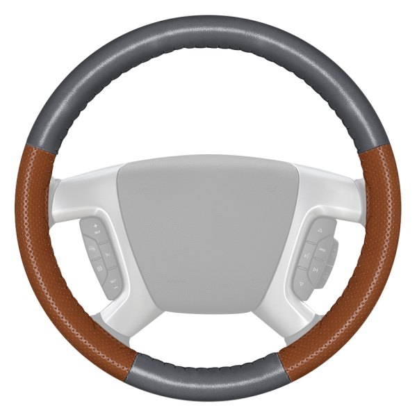 Wheelskins® - EuroPerf Perforated Gray Steering Wheel Cover with Tan Sides Color