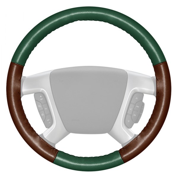 Wheelskins® - EuroTone Two-Color Green Steering Wheel Cover with Brown Sides Color