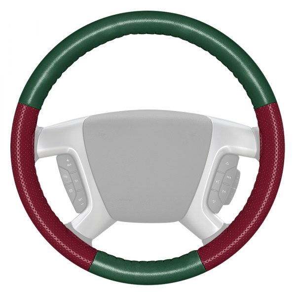Wheelskins® - EuroPerf Perforated Green Steering Wheel Cover with Burgundy Sides Color