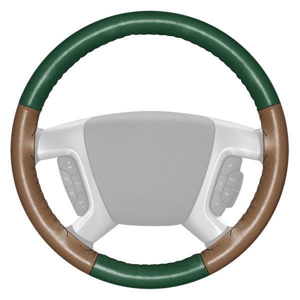 Wheelskins® - EuroTone Two-Color Green Steering Wheel Cover with Oak Sides Color