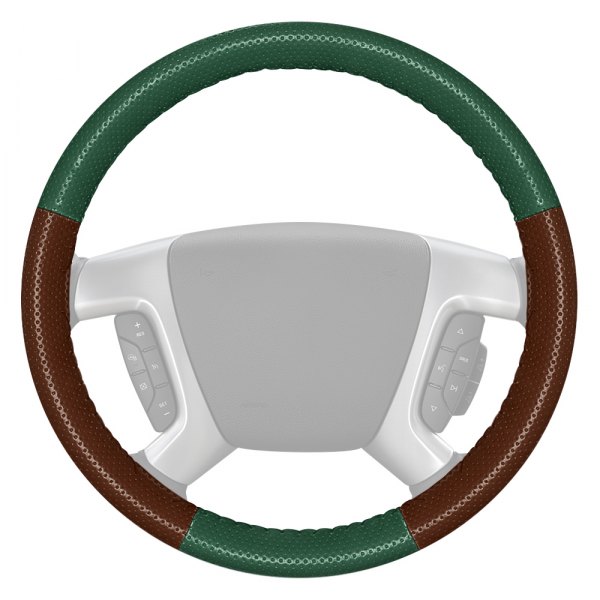 Wheelskins® - EuroPerf Perforated Green Steering Wheel Cover with Brown Sides Color
