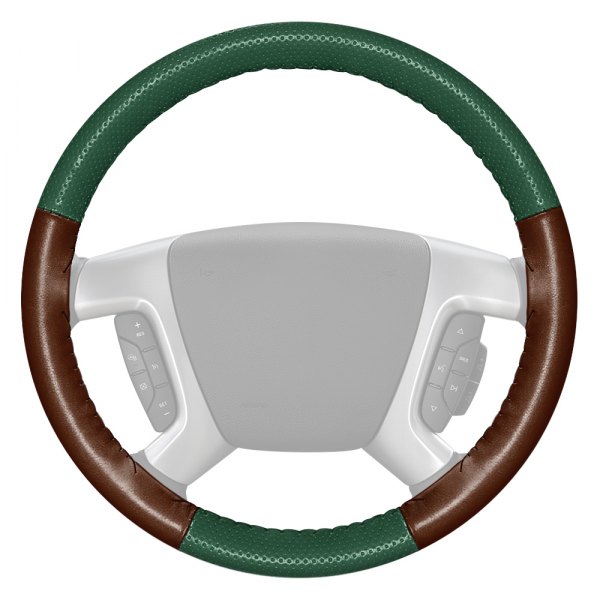 Wheelskins® - EuroPerf Perforated Green Steering Wheel Cover with Brown Sides Color