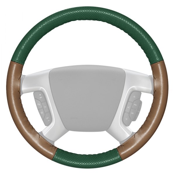 Wheelskins® - EuroPerf Perforated Green Steering Wheel Cover with Oak Sides Color