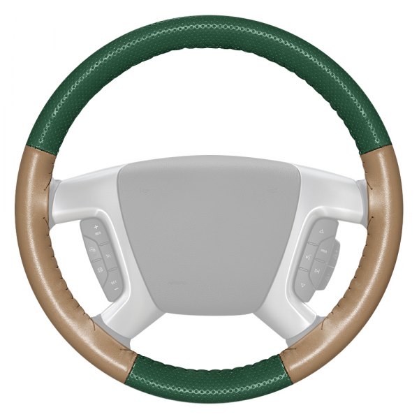 Wheelskins® - EuroPerf Perforated Green Steering Wheel Cover with Sand Sides Color