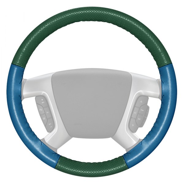 Wheelskins® - EuroPerf Perforated Green Steering Wheel Cover with Sea Blue Sides Color