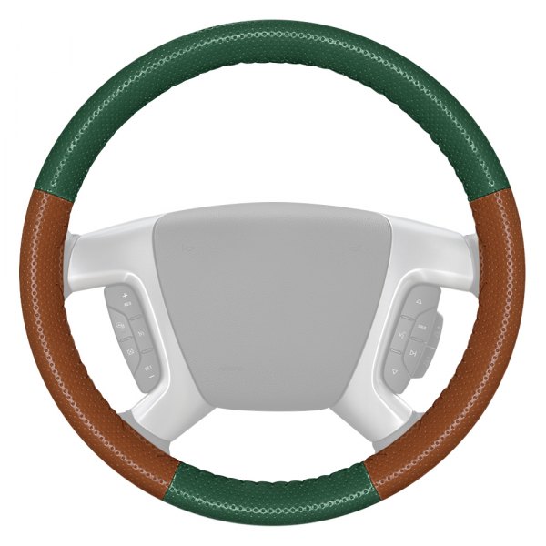 Wheelskins® - EuroPerf Perforated Green Steering Wheel Cover with Tan Sides Color