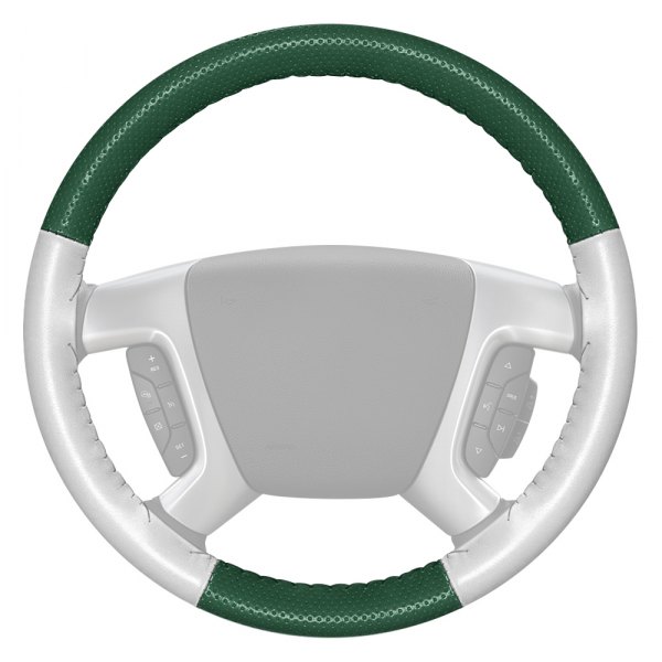 Wheelskins® - EuroPerf Perforated Green Steering Wheel Cover with White Sides Color