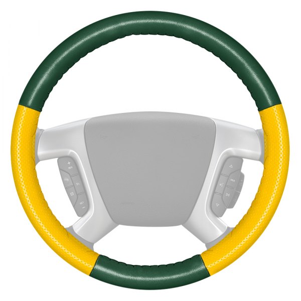 Wheelskins® - EuroPerf Perforated Green Steering Wheel Cover with Yellow Sides Color