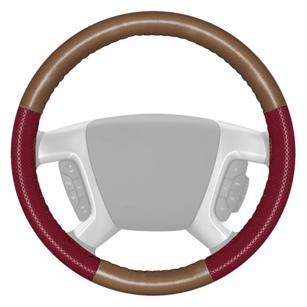 Wheelskins® - EuroPerf Perforated Oak Steering Wheel Cover with Burgundy Sides Color