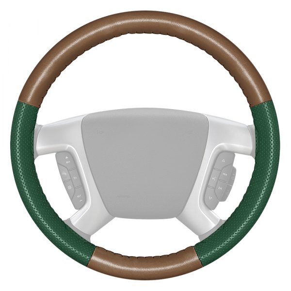 Wheelskins® - EuroPerf Perforated Oak Steering Wheel Cover with Green Sides Color
