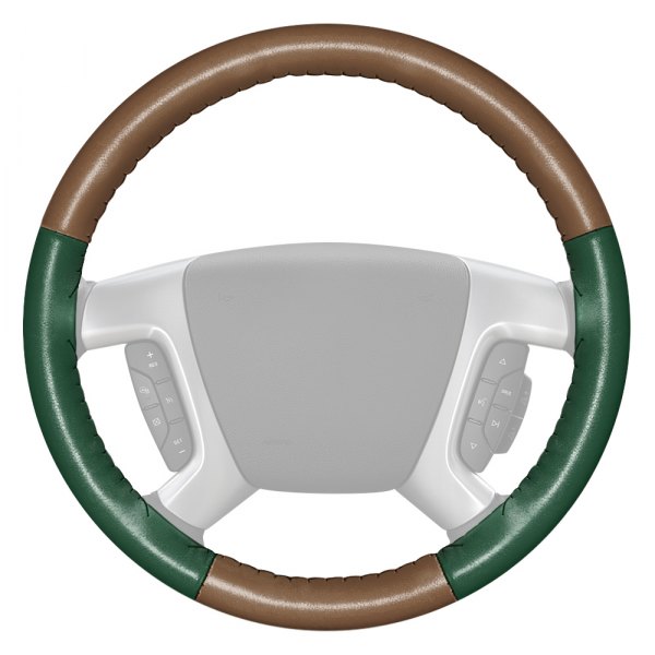 Wheelskins® - EuroTone Two-Color Oak Steering Wheel Cover with Green Sides Color