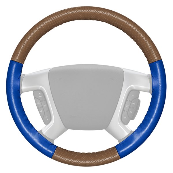 Wheelskins® - EuroPerf Perforated Oak Steering Wheel Cover with Cobalt Sides Color