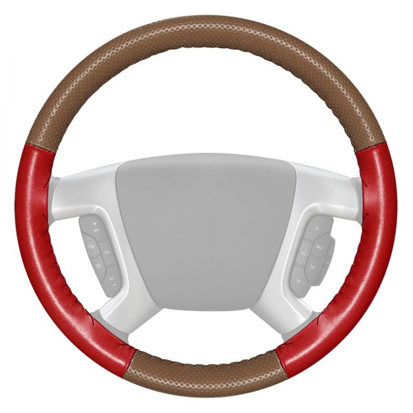 Wheelskins® - EuroPerf Perforated Oak Steering Wheel Cover with Red Sides Color