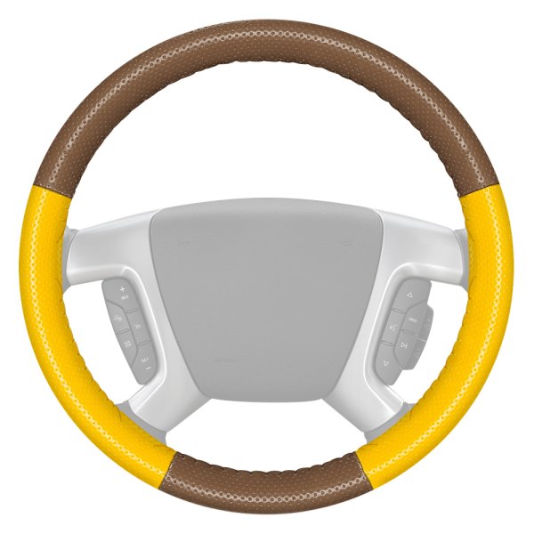 Wheelskins® - EuroPerf Perforated Oak Steering Wheel Cover with Yellow Sides Color