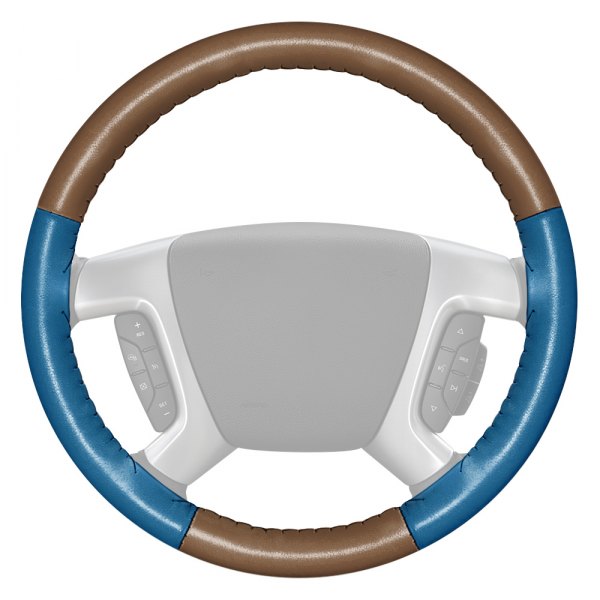 Wheelskins® - EuroTone Two-Color Oak Steering Wheel Cover with Sea Blue Sides Color
