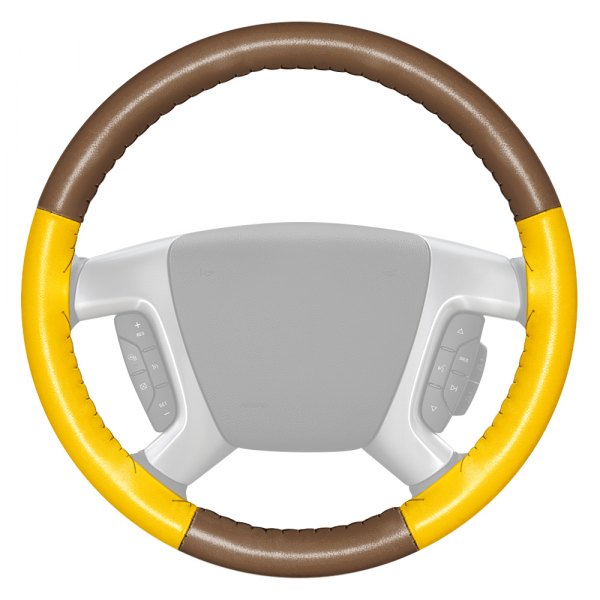 Wheelskins® - EuroTone Two-Color Oak Steering Wheel Cover with Yellow Sides Color