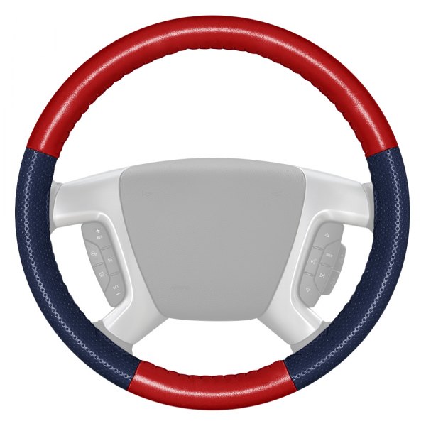 Wheelskins® - EuroPerf Perforated Red Steering Wheel Cover with Blue Sides Color