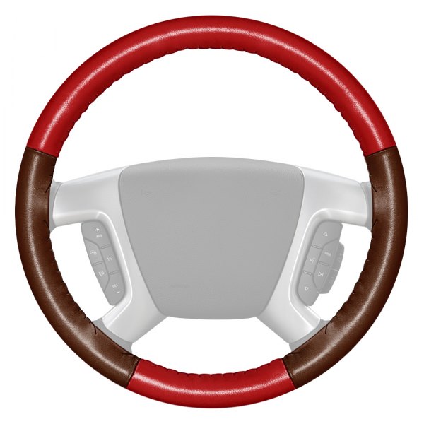 Wheelskins® - EuroTone Two-Color Red Steering Wheel Cover with Brown Sides Color
