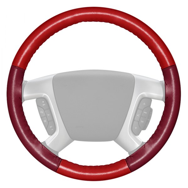 Wheelskins® - EuroTone Two-Color Red Steering Wheel Cover with Burgundy Sides Color