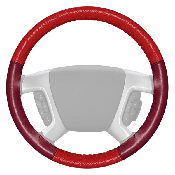 Wheelskins® - EuroPerf Perforated Red Steering Wheel Cover with Burgundy Sides Color