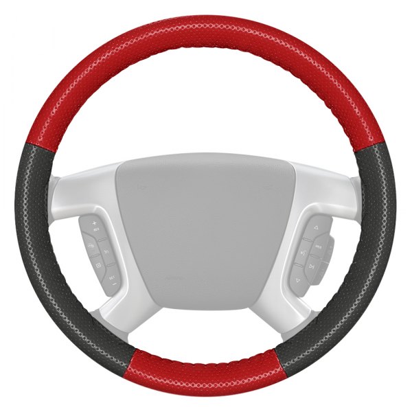 Wheelskins® - EuroPerf Perforated Red Steering Wheel Cover with Charcoal Sides Color