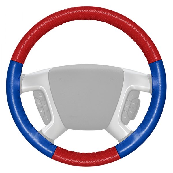 Wheelskins® - EuroPerf Perforated Red Steering Wheel Cover with Cobalt Sides Color