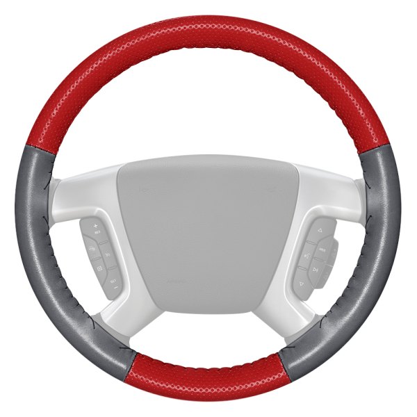 Wheelskins® - EuroPerf Perforated Red Steering Wheel Cover with Gray Sides Color