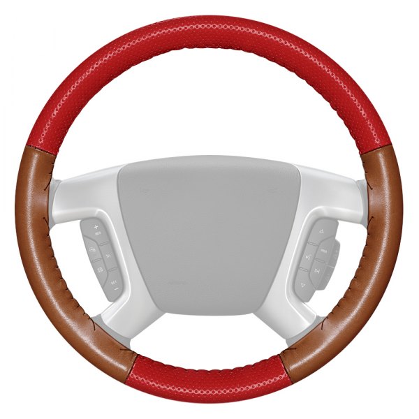 Wheelskins® - EuroPerf Perforated Red Steering Wheel Cover with Tan Sides Color