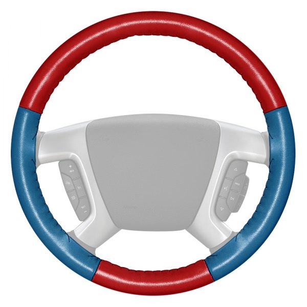 Wheelskins® - EuroTone Two-Color Red Steering Wheel Cover with Sea Blue Sides Color