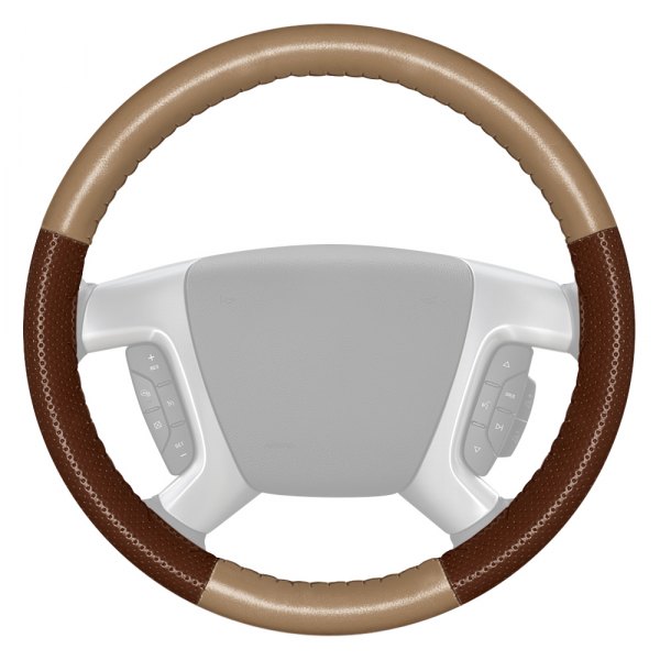 Wheelskins® - EuroPerf Perforated Sand Steering Wheel Cover with Brown Sides Color