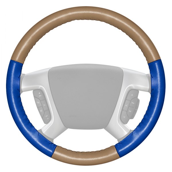 Wheelskins® - EuroTone Two-Color Sand Steering Wheel Cover with Cobalt Sides Color