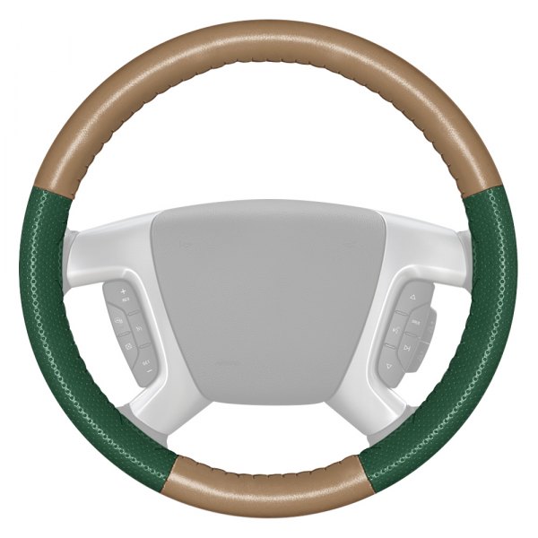 Wheelskins® - EuroPerf Perforated Sand Steering Wheel Cover with Green Sides Color