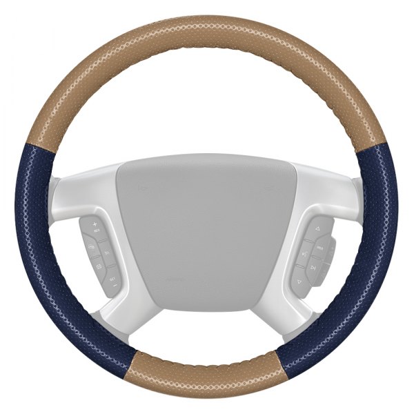 Wheelskins® - EuroPerf Perforated Sand Steering Wheel Cover with Blue Sides Color