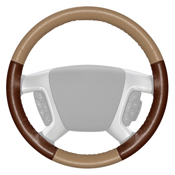 Wheelskins® - EuroPerf Perforated Sand Steering Wheel Cover with Brown Sides Color