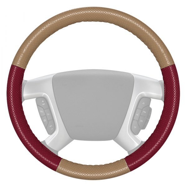 Wheelskins® - EuroPerf Perforated Sand Steering Wheel Cover with Burgundy Sides Color