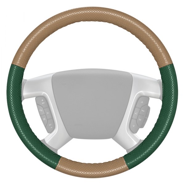 Wheelskins® - EuroPerf Perforated Sand Steering Wheel Cover with Green Sides Color
