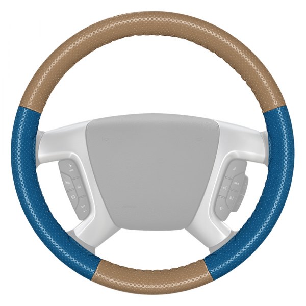 Wheelskins® - EuroPerf Perforated Sand Steering Wheel Cover with Sea Blue Sides Color
