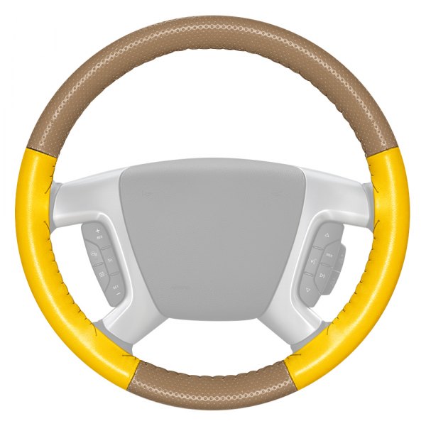 Wheelskins® - EuroPerf Perforated Sand Steering Wheel Cover with Yellow Sides Color